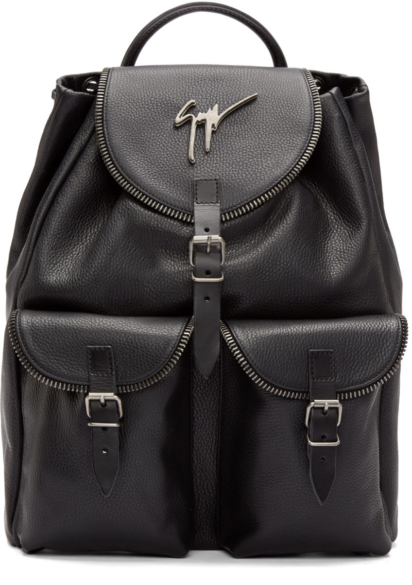 Giuseppe Zanotti ブラック ジップ トリム パックパック