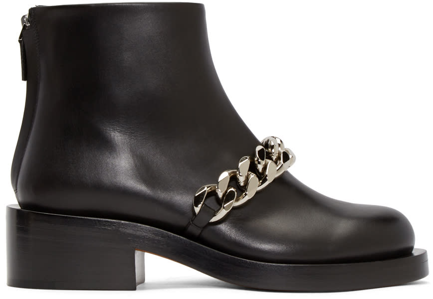 Givenchy Black Curb Chain Ankle Boots