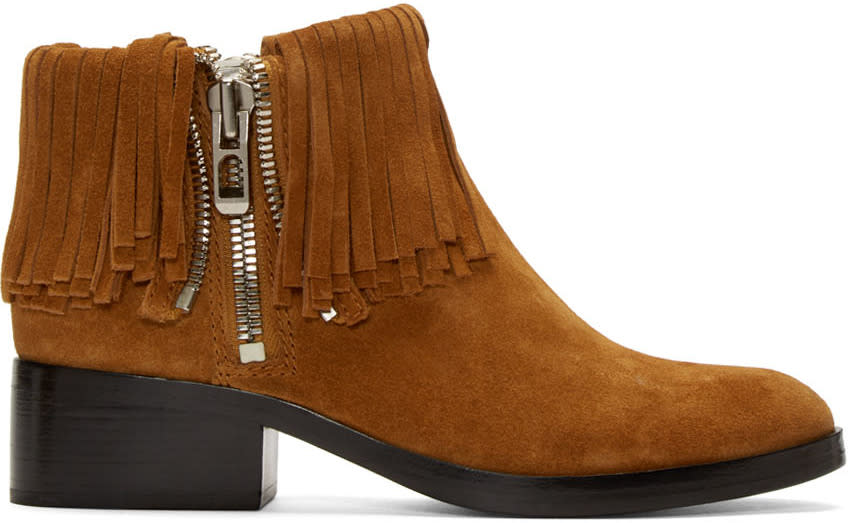 3.1 Phillip Lim Brown Suede Fringe Alexa Boots