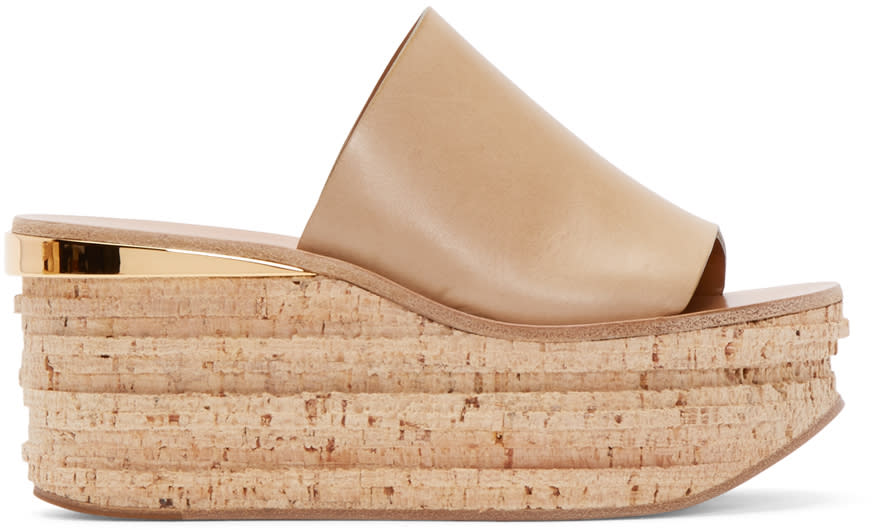 Chloe Beige Leather and Cork Sandals