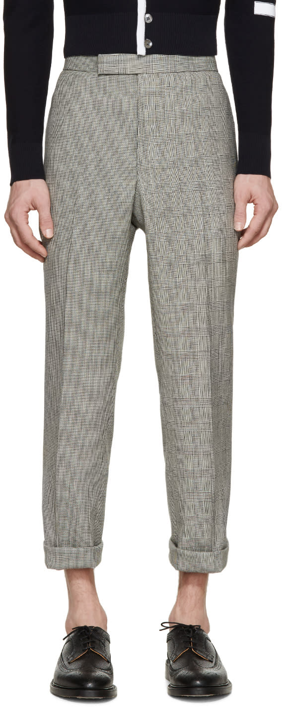 Thom Browne Black And Ivory Prince Of Wales Trousers