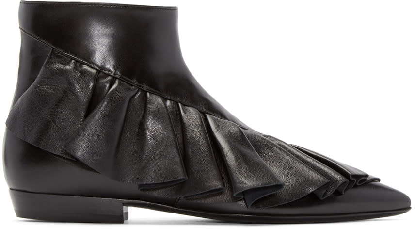 J.w.anderson Black Ruffled Ankle Boots