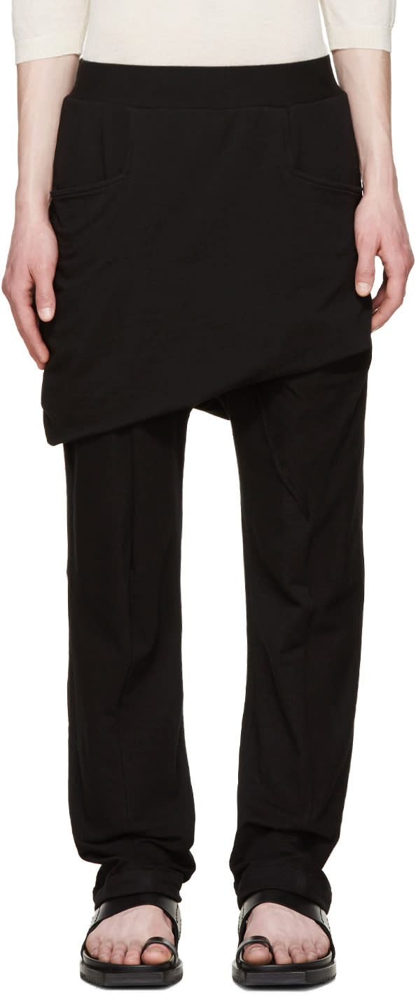 Thamanyah Black Asymmetric Razor Trousers
