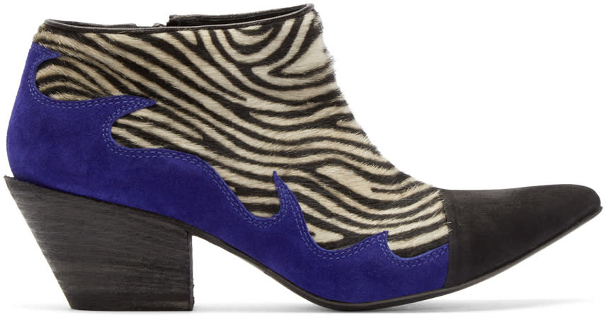 Haider Ackermann Black and White Zebra Hulan Boots