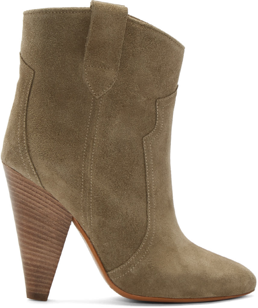 Isabel Marant Green Suede Roxann Ankle Boots