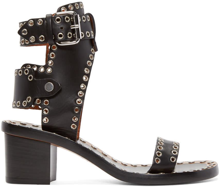 Isabel Marant Black Eyelet Jaeryn Sandals