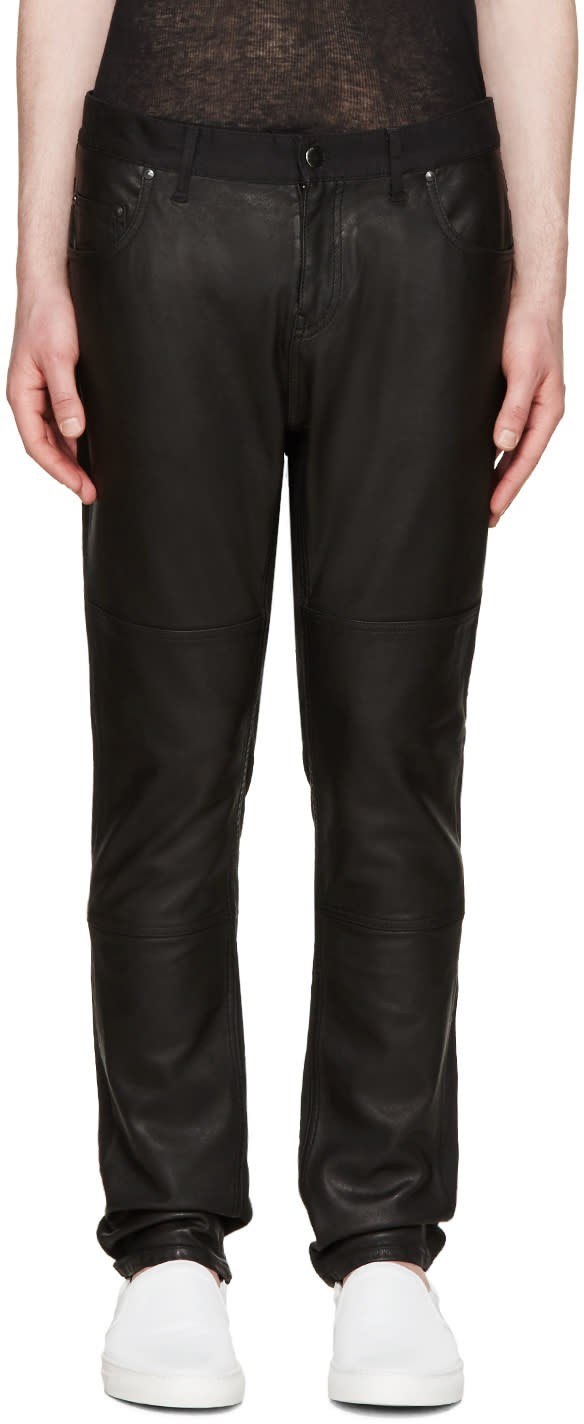 Diet Butcher Slim Skin Black Leather Panel Jeans