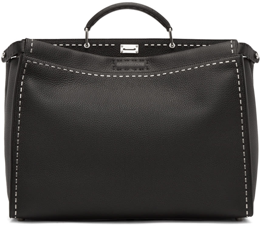 Fendi ブラック スタッド スモール ピーカブー トート