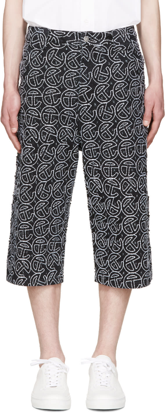 Telfar Black Embroidered Shorts