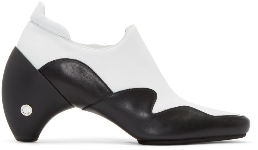 Courreges White and Black Leather Gogo Boots