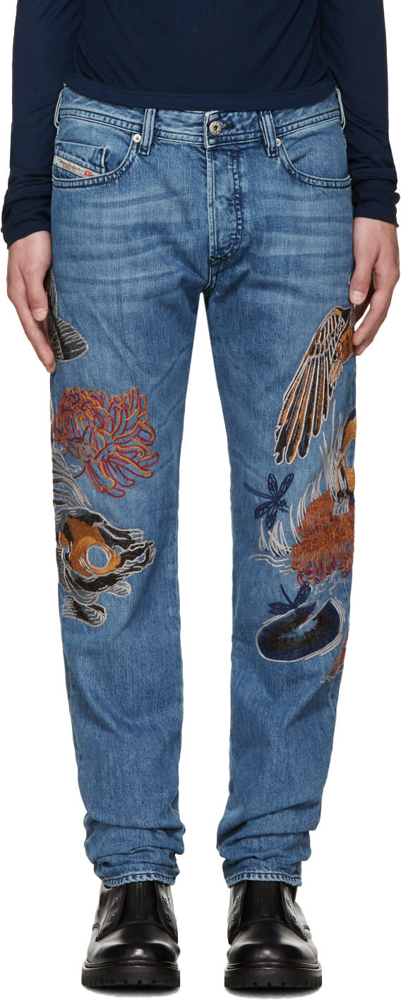 Diesel Blue Embroidered D-buster Jeans