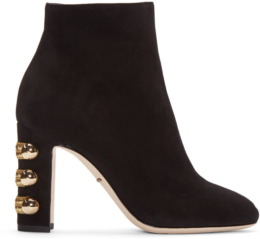 Dolce and Gabbana Black Suede Military Boots