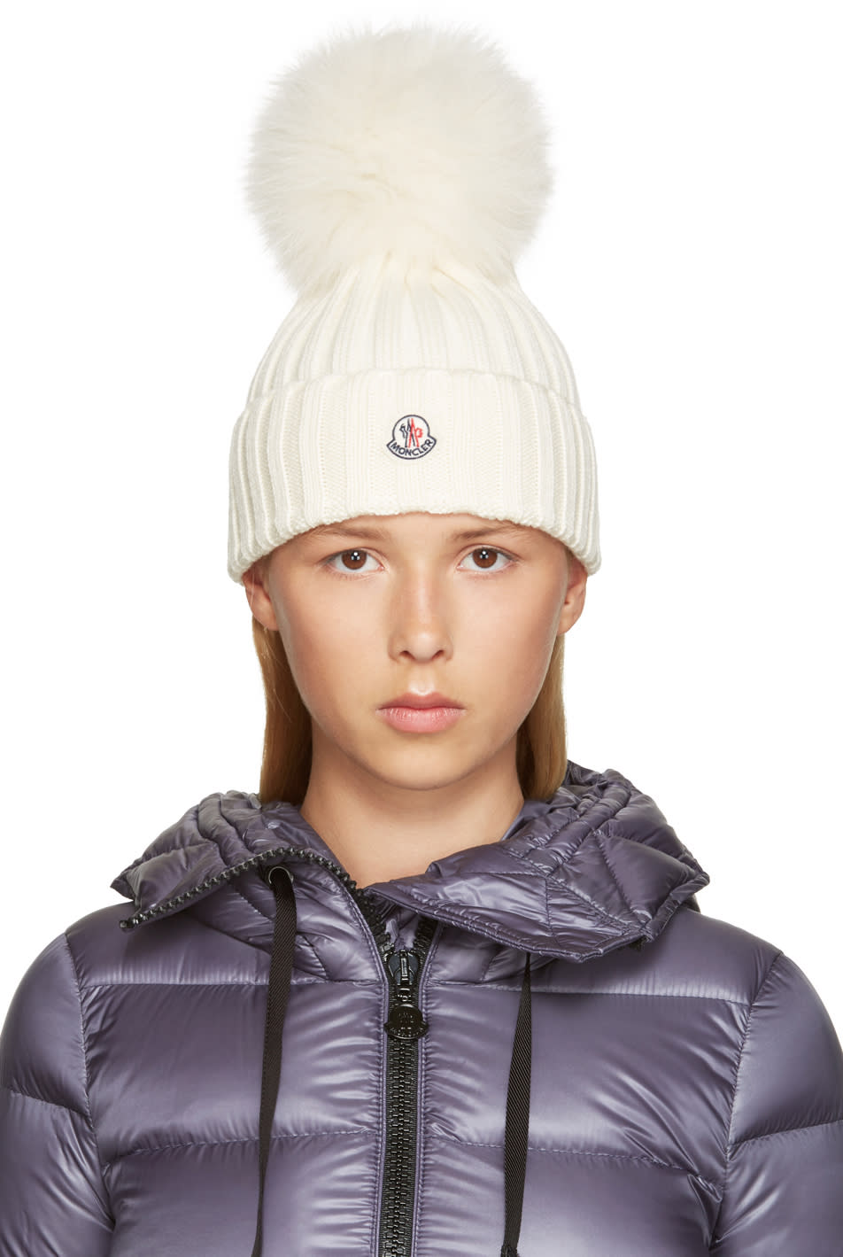 Moncler Ivory Wool Beanie