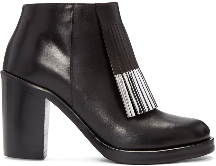 Mcq Alexander Mcqueen Black Wick Fringe Ankle Boots