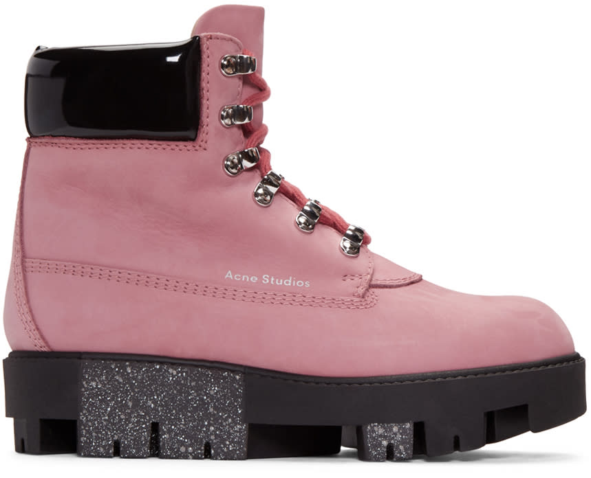 Acne Studios Pink Telde Hiking Boots