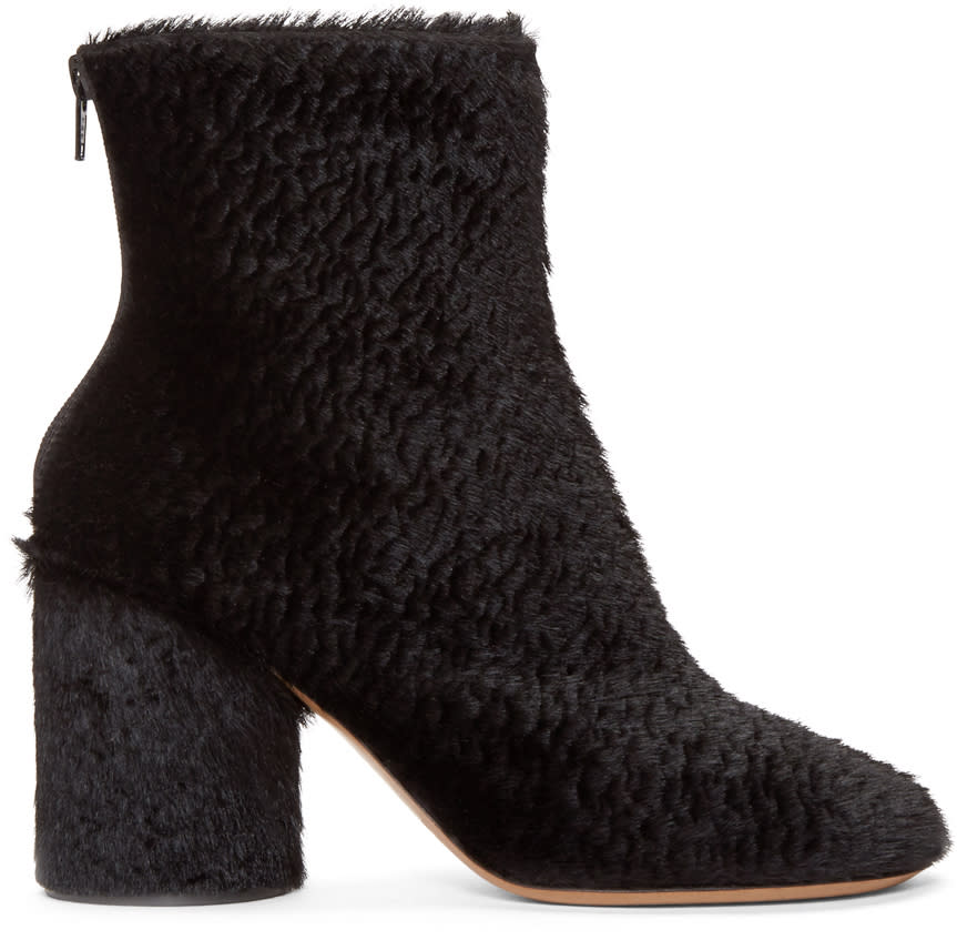 Maison Margiela Black Embossed Calf-hair Boots