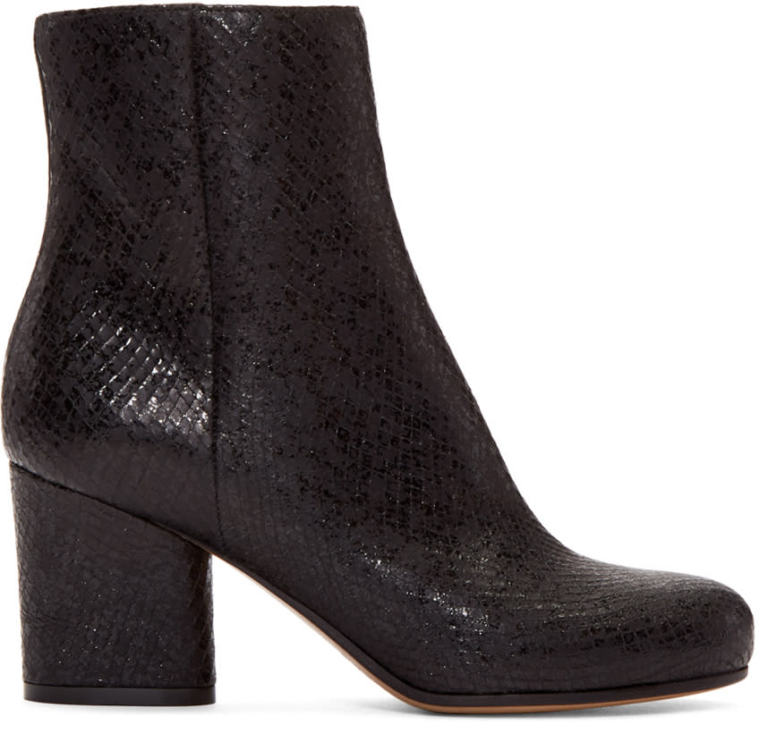 Maison Margiela Black Snake-embossed Trunk Boots