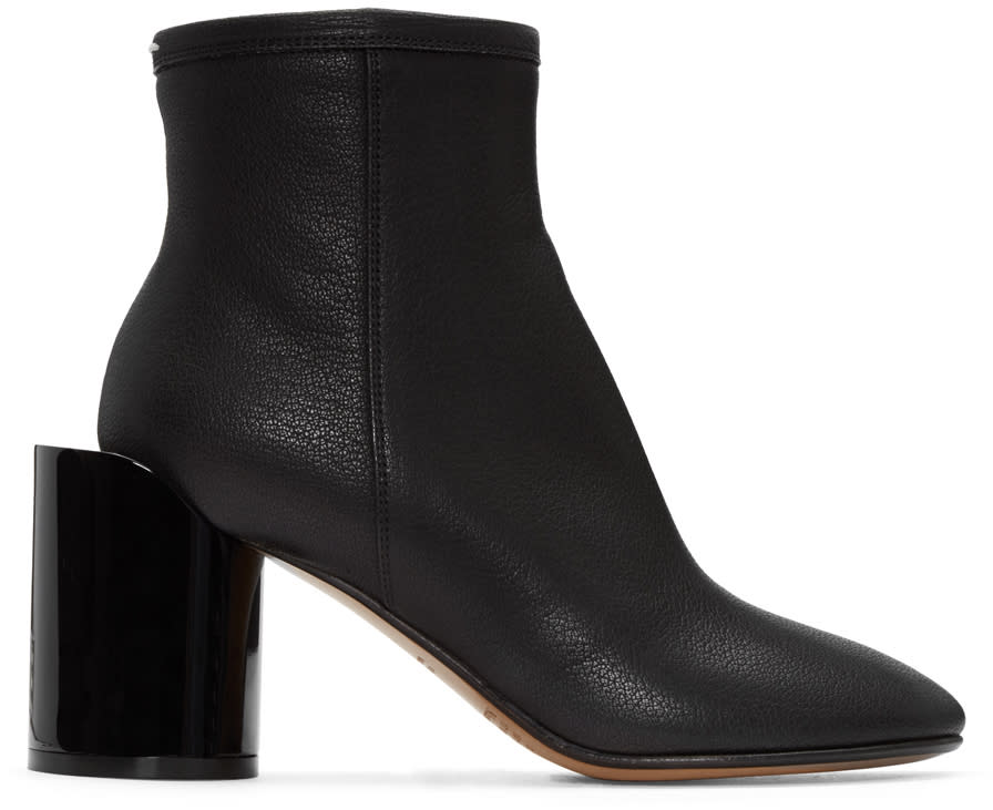 Maison Margiela Black Leather Cut-out Boots