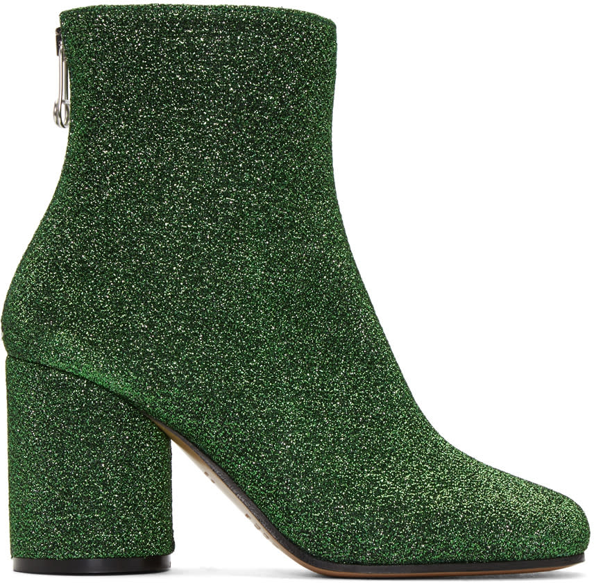 Maison Margiela Green Metallic Ankle Boots