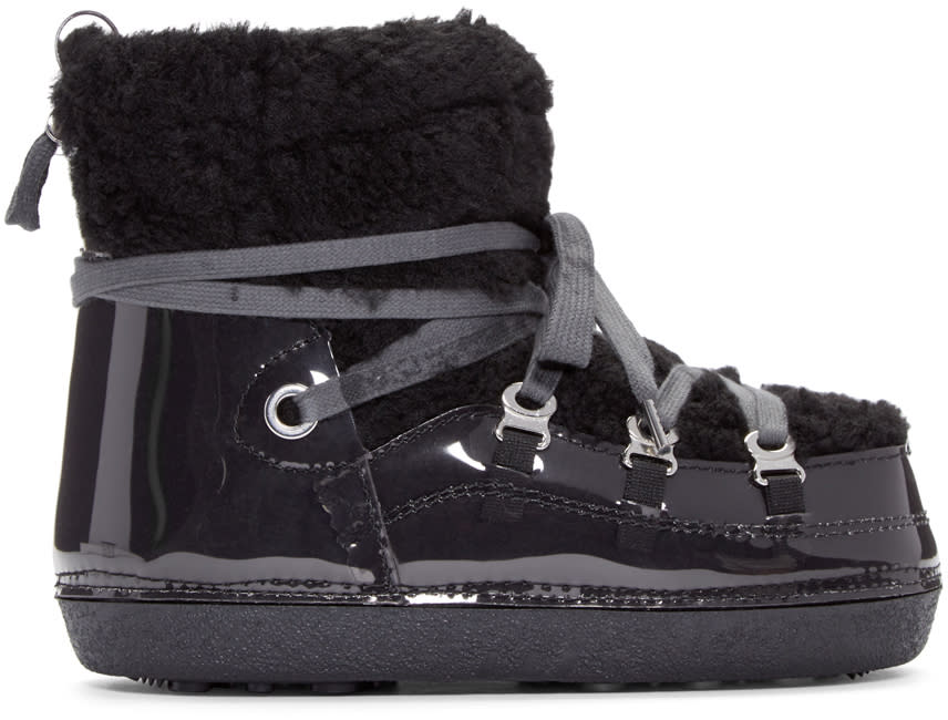 Mm6 Maison Margiela Black Teddy Ankle Boots