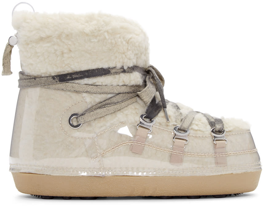 Mm6 Maison Margiela Beige Teddy Ankle Boots