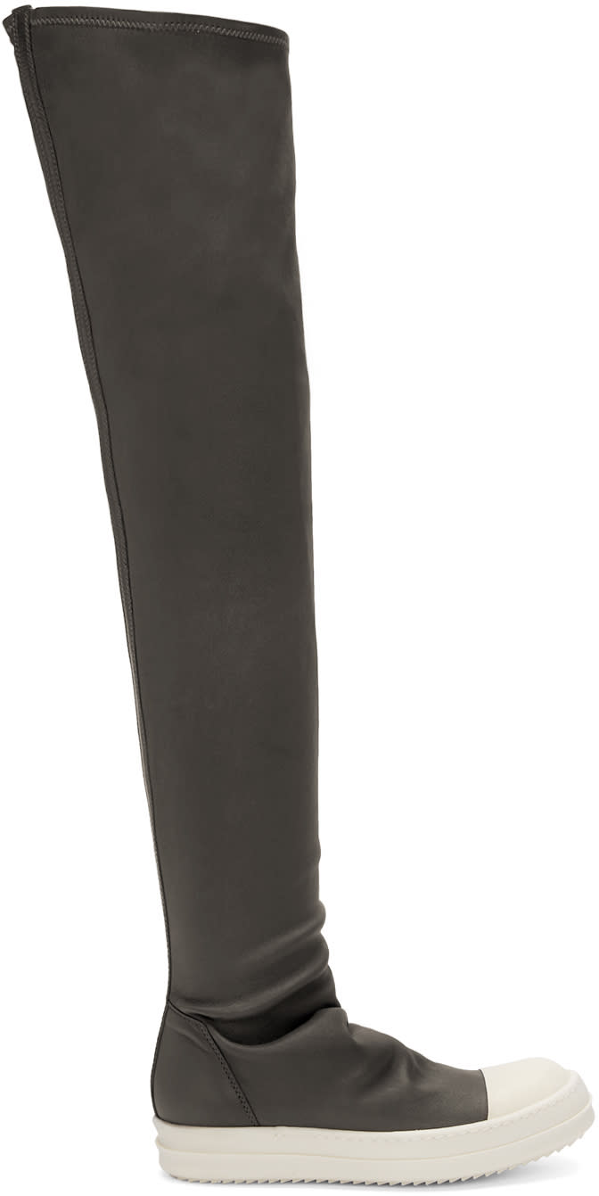 Rick Owens Grey High Sock Boots