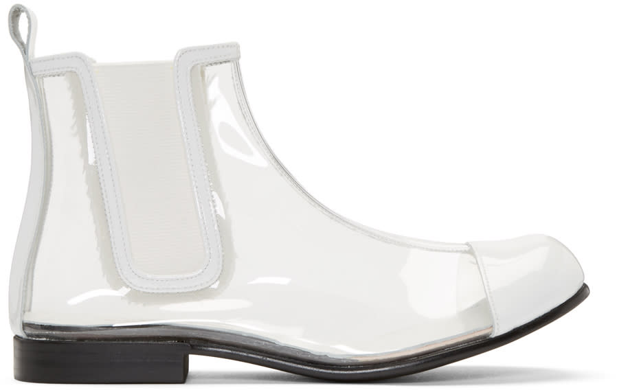 Comme Des Garcons Clear and White Pvc Chelsea Boots