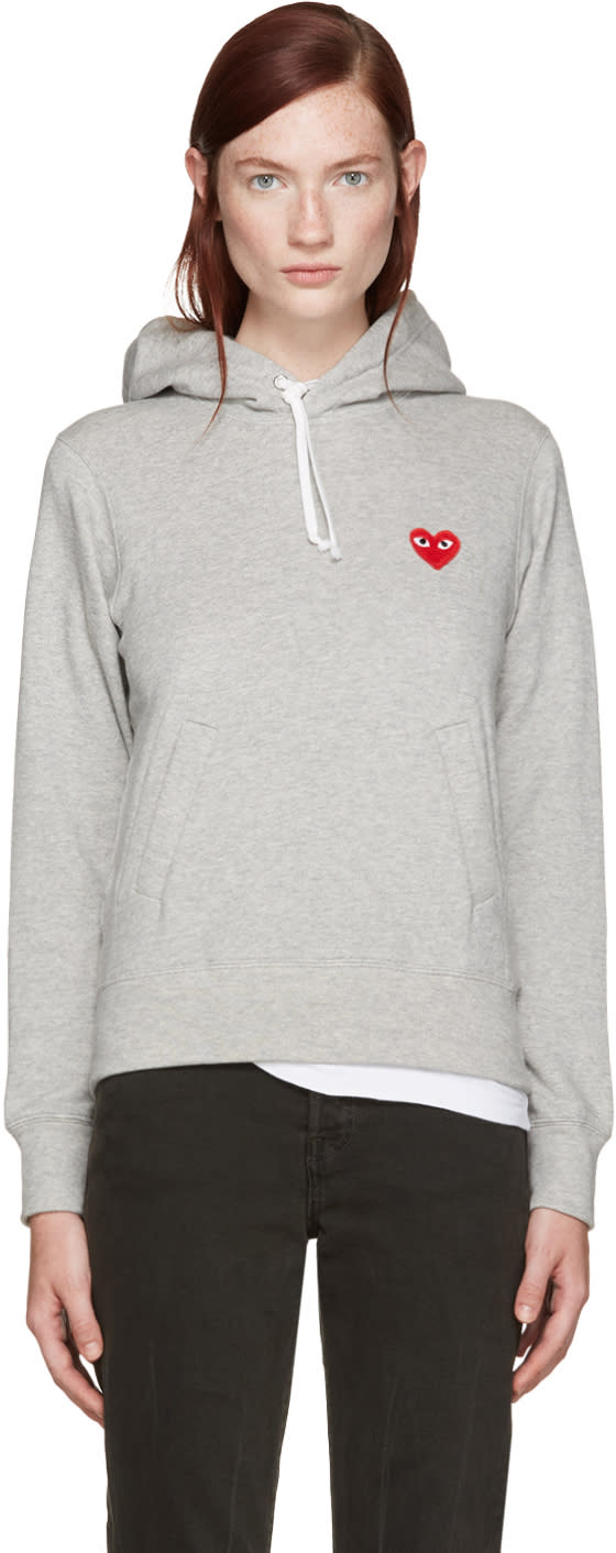 Comme Des Garcons Play Grey Heart Patch Hoodie