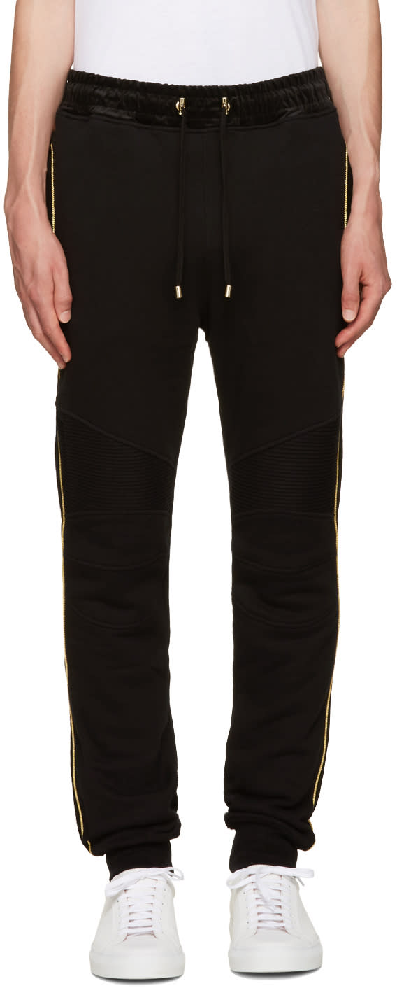 Balmain Black and Gold Trimmed Lounge Pants