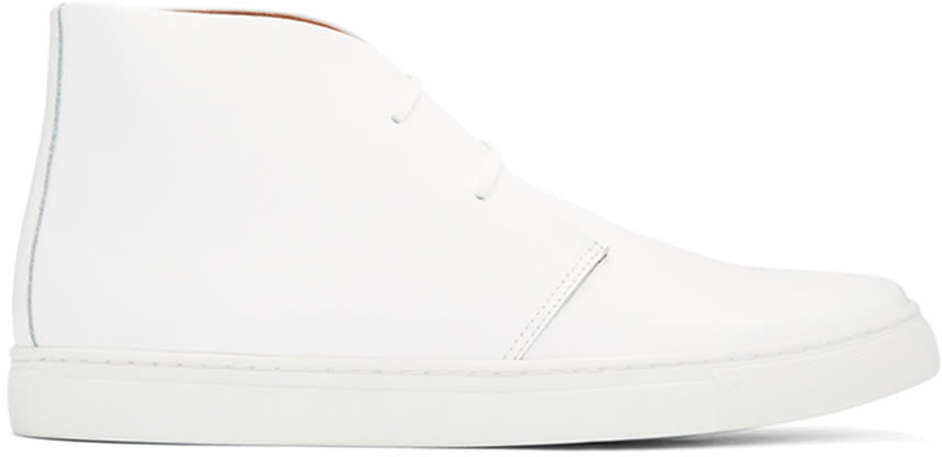 Junya Watanabe White Leather High-top Sneakers