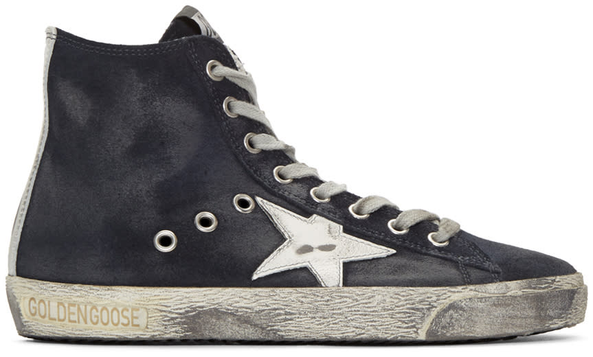 Golden Goose Navy Suede Francy High-top Sneakers