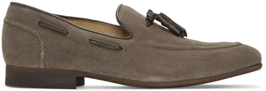 H By Hudson Grey Suede Pierre Loafers