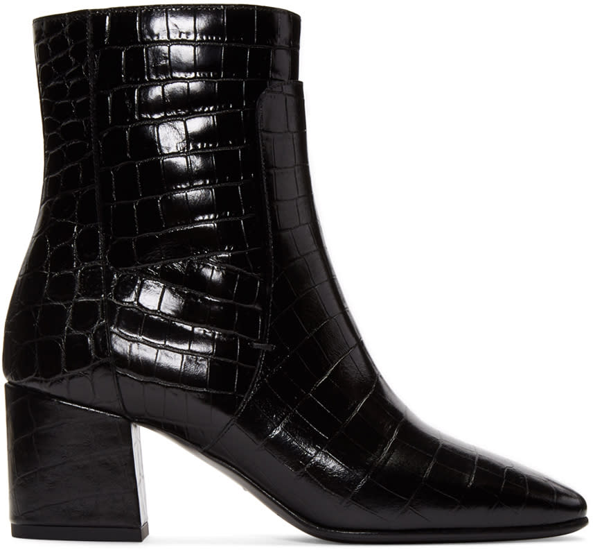 Givenchy Black Croc-embossed Paris Boots