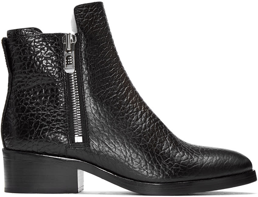 3.1 Phillip Lim Black Croc-embossed Shearling Alexa Boots