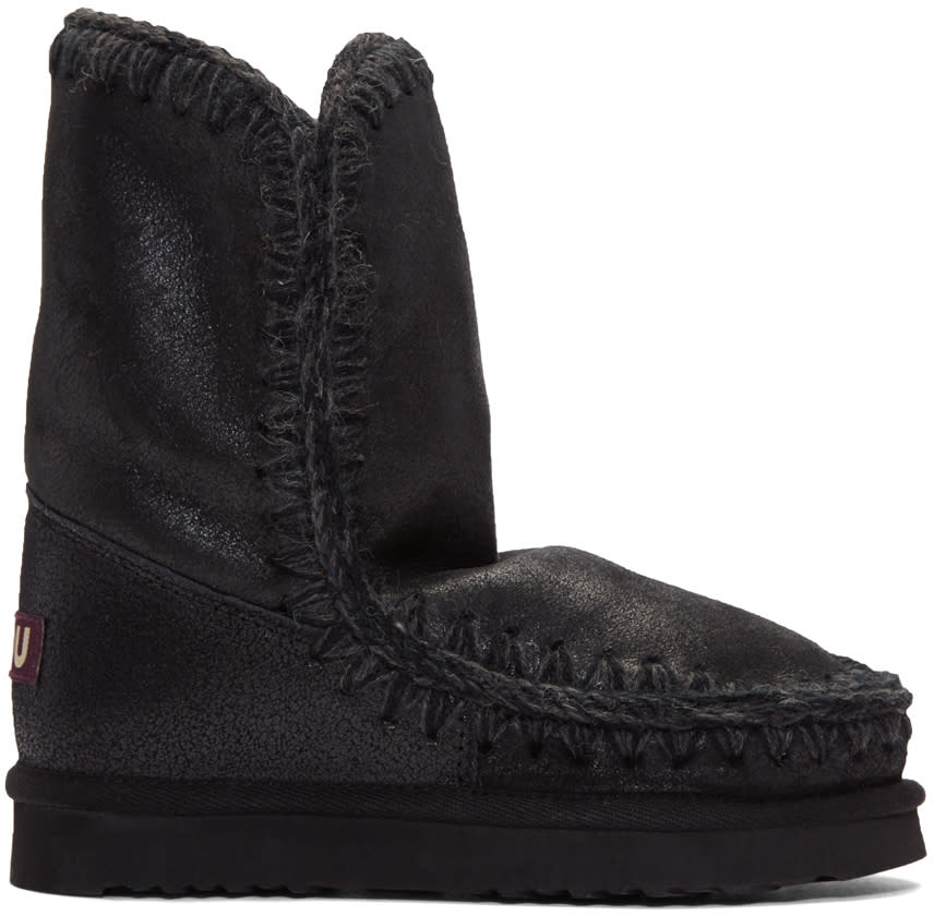 Mou Black Cracked Eskimo 24 Boots