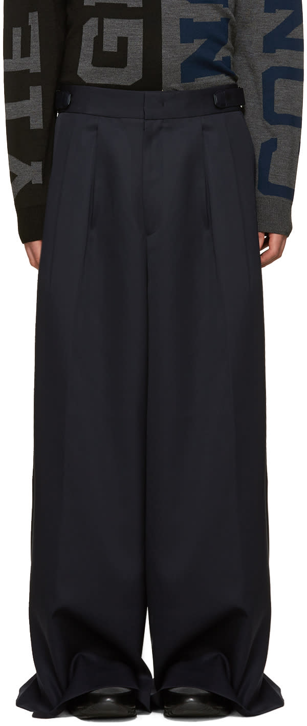 Juun.j Navy Wool Wide-leg Trousers