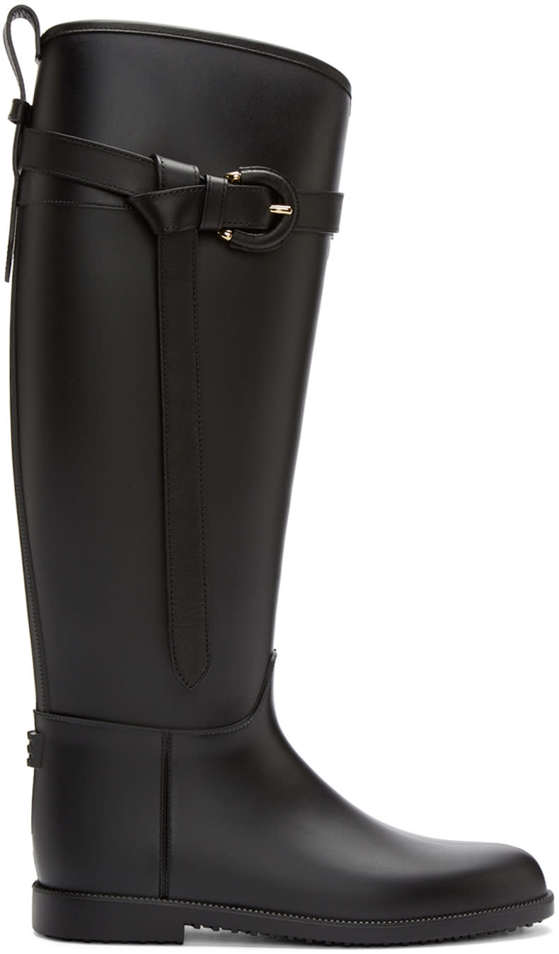 Burberry Black Roscot Riding Rainboots