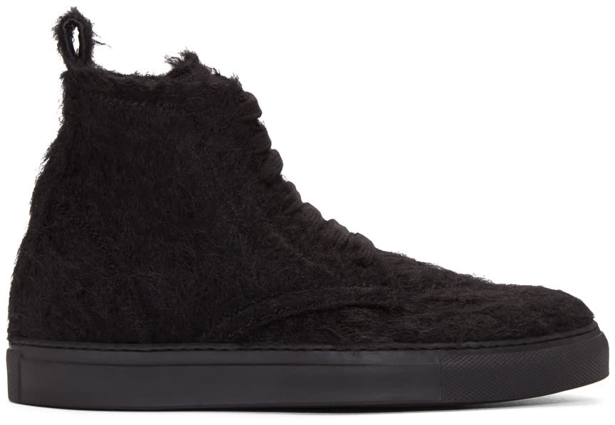 Ann Demeulemeester Black Mohair High-top Sneakers