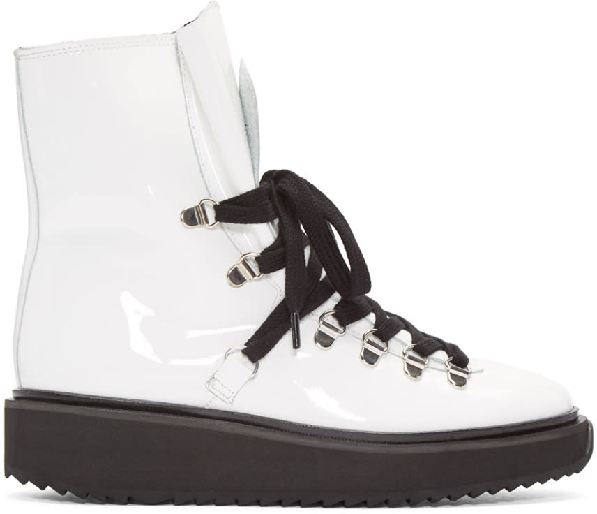 Kenzo White Patent Ankle Boots