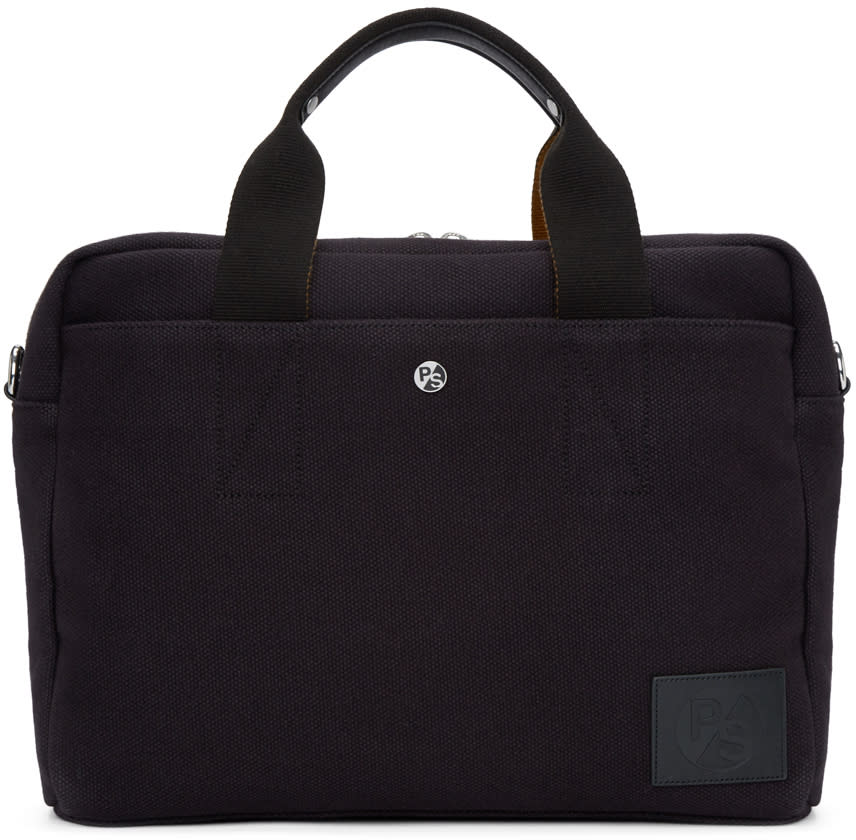 Ps By Paul Smith ブラック キャンバス フォリオ ブリーフケース