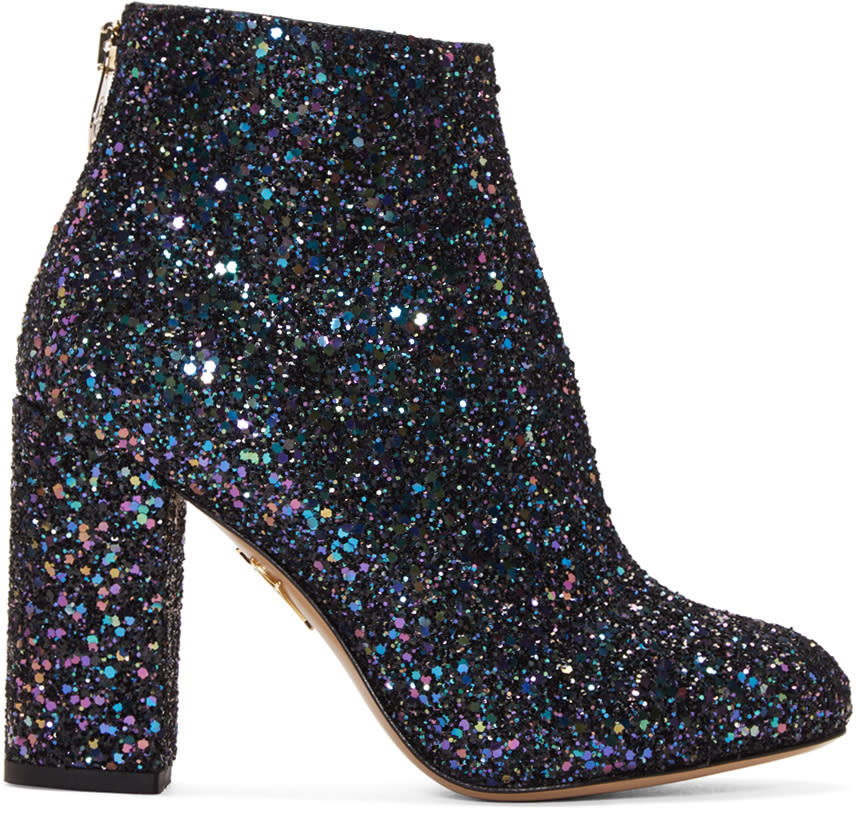 Charlotte Olympia Blue Glittered Alba Ankle Boots