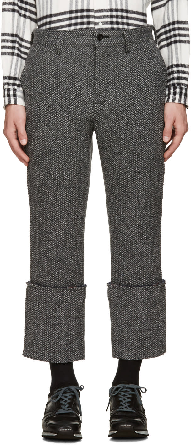 Sacai Black and White Raw Edge Trousers