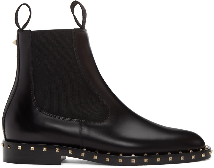 Valentino Black Soul Stud Chelsea Boots