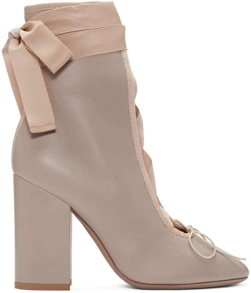 Valentino Beige Lace-up Ballerina Boots