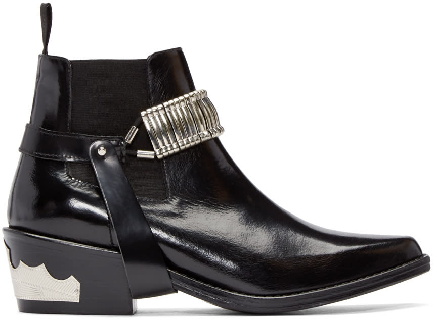 Toga Pulla Black Strap Chelsea Boots