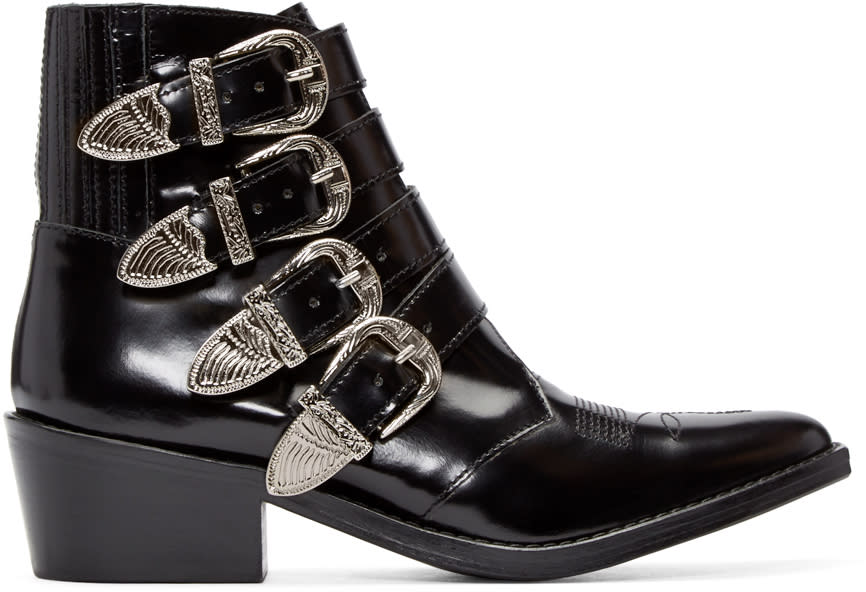 Toga Pulla Black Western Buckle Boots