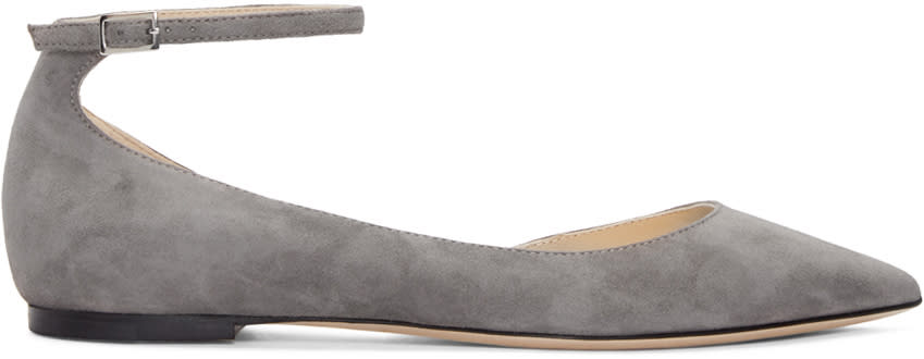 Jimmy Choo Grey Suede Lucy Flats