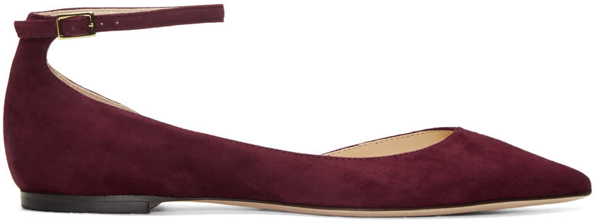 Jimmy Choo Burgundy Suede Lucy Flats