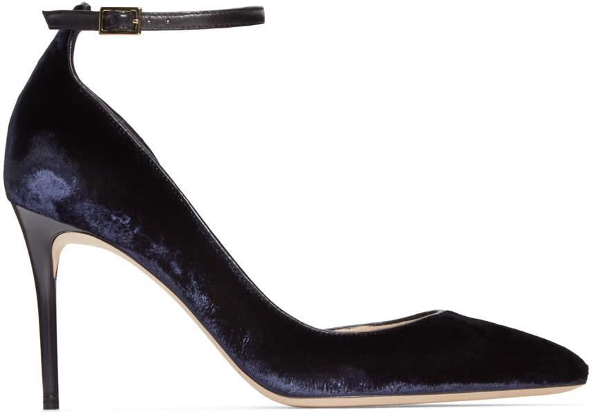Jimmy Choo Navy Velvet Lucy Heels