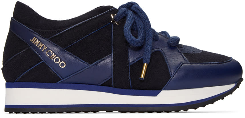 Jimmy Choo Navy Felted London Sneakers